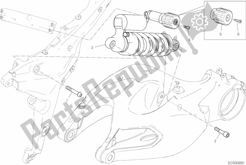 Todas as partes de Amortecedor Traseiro do Ducati Multistrada 1260 Touring 2019